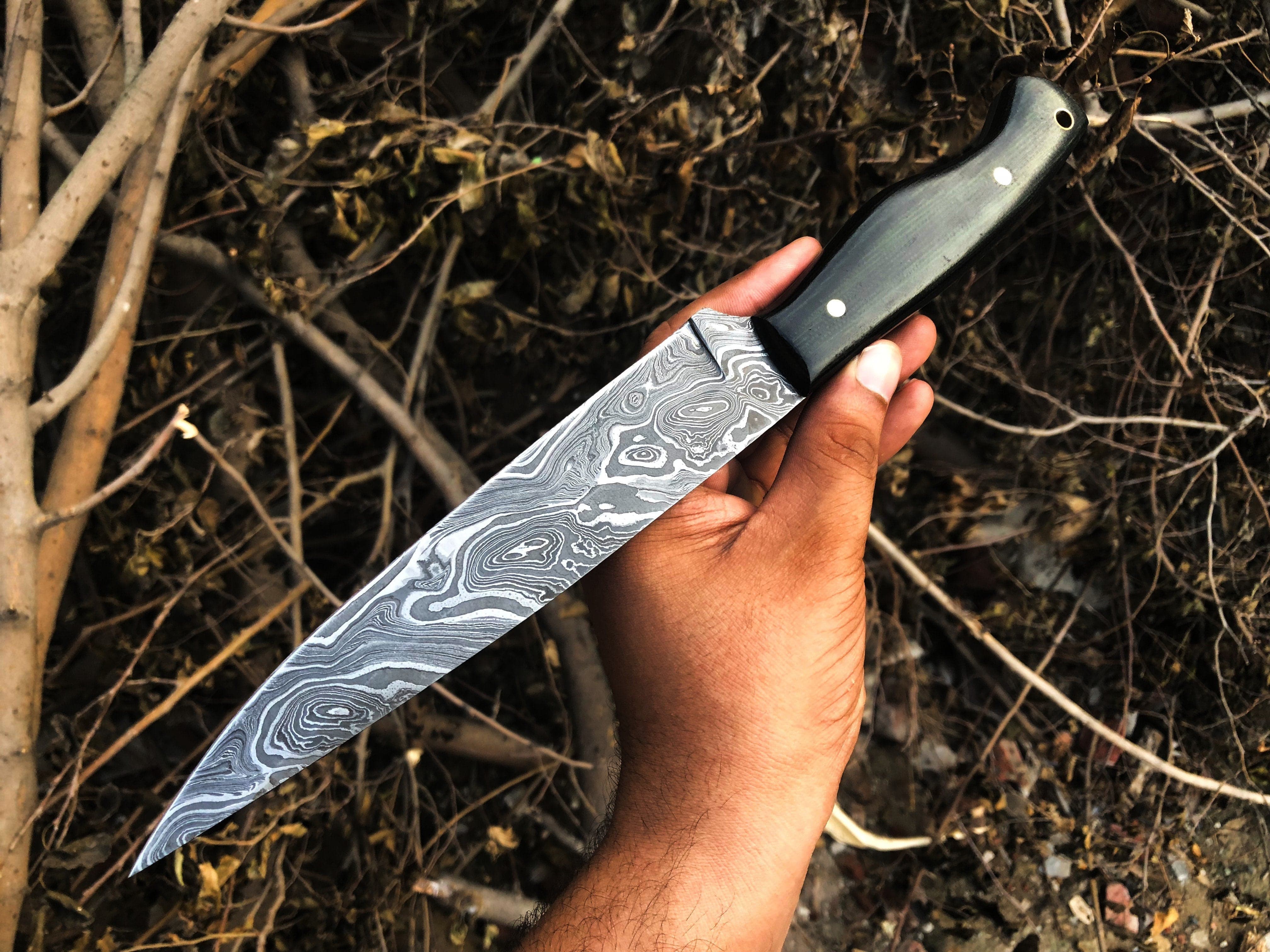 KBS Knives Store Hunting Knife New Full Tang Custom Handmade Damascus Steel Hunting Knife