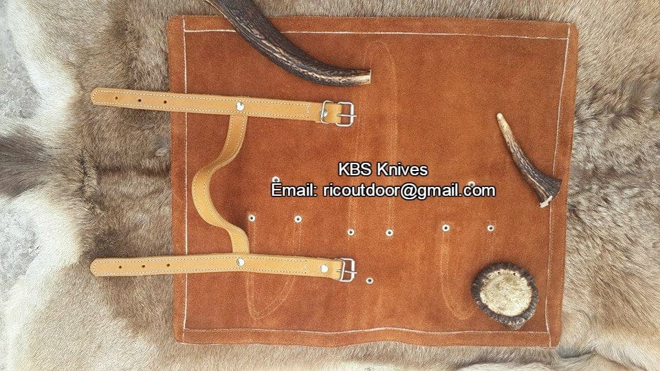 KBS Knives Store Hunting Knife Outdoor Edge Knife Sets – 3-Piece Damascus Steel Hunting Kit with Buffalo Horn Handles