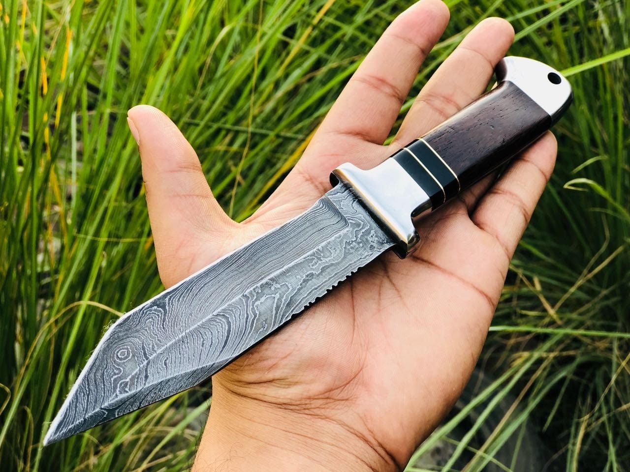 KBS Knives Store Hunting Knife Premium Custom Tanto Hunting Knife with Damascus Blade