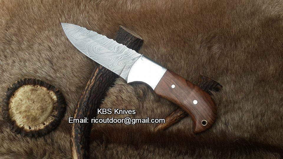 KBS Knives Store Hunting Knife Ridgeback Hunter Custom Handmade Damascus Knife KBS Knives Store