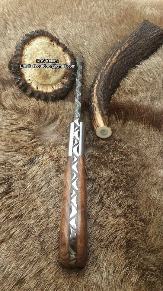 KBS Knives Store Hunting Knife Ridgeback Hunter Custom Handmade Damascus Knife KBS Knives Store