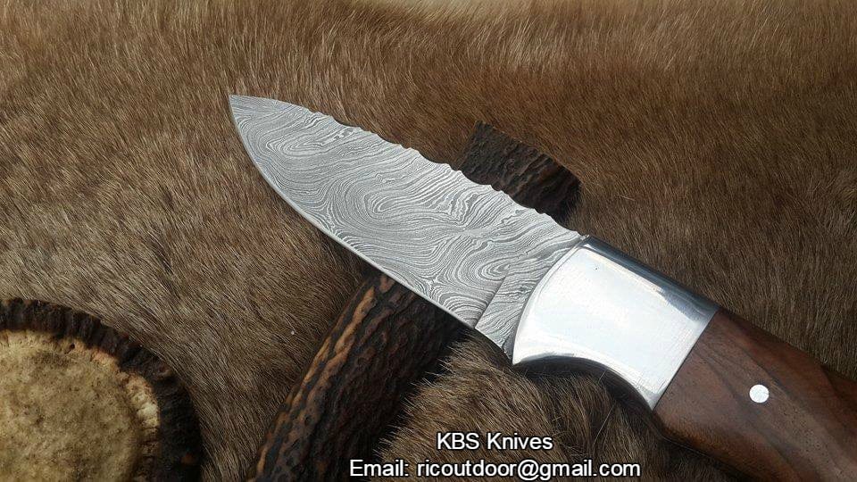 KBS Knives Store Hunting Knife Ridgeback Hunter Custom Handmade Damascus Knife KBS Knives Store