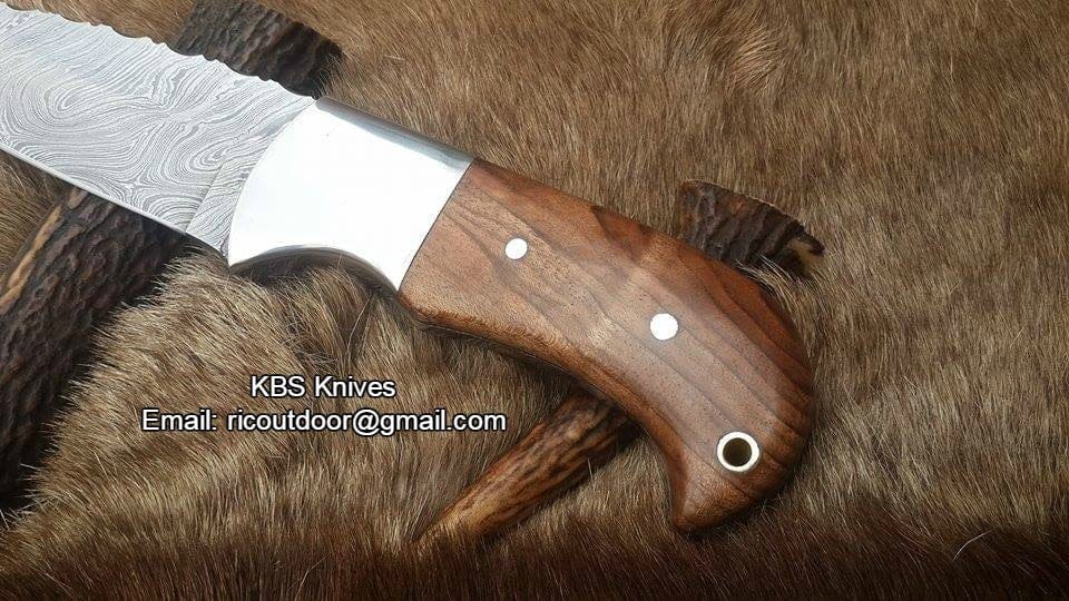 KBS Knives Store Hunting Knife Ridgeback Hunter Custom Handmade Damascus Knife KBS Knives Store