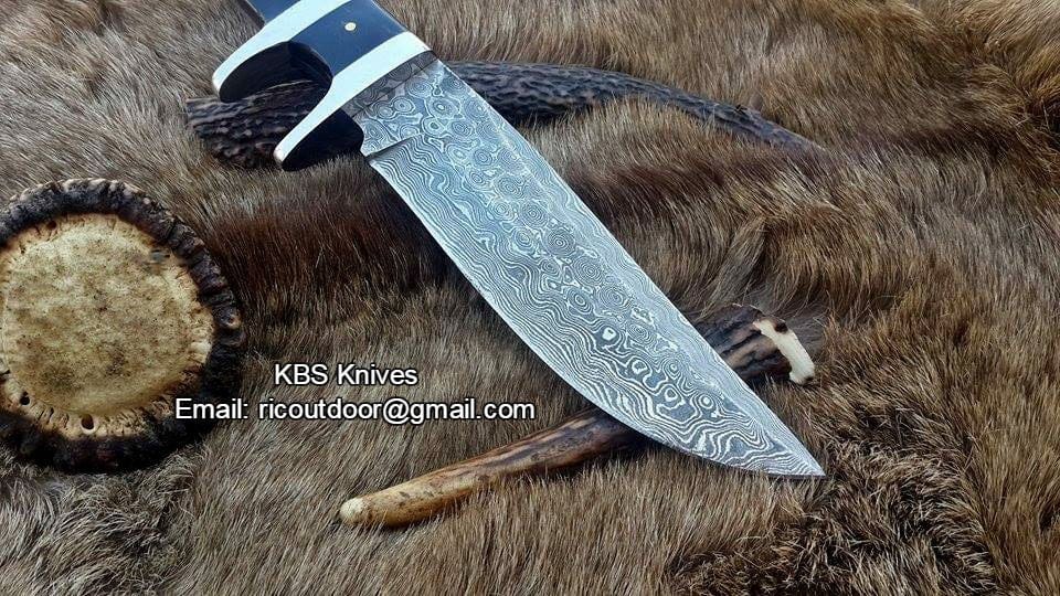 KBS Knives Store Hunting Knife Stealth Hunter Custom Handmade Damascus Fixed-Blade Hunting Knife for Hunters 10 Inches KBS Knives Store