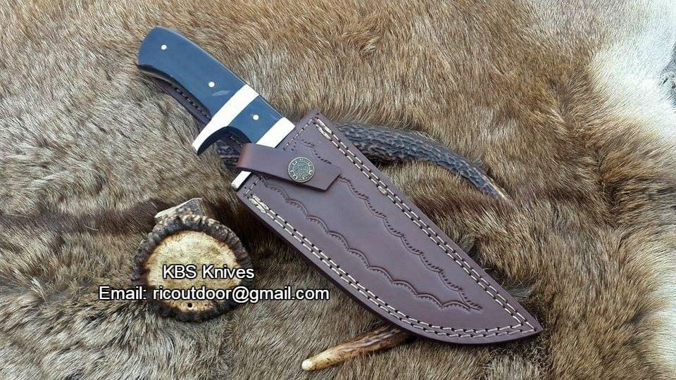 KBS Knives Store Hunting Knife Stealth Hunter Custom Handmade Damascus Fixed-Blade Hunting Knife for Hunters 10 Inches KBS Knives Store