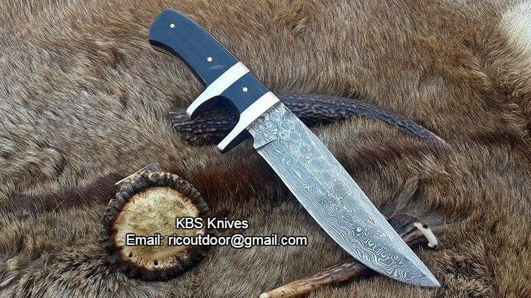 KBS Knives Store Hunting Knife Stealth Hunter Custom Handmade Damascus Fixed-Blade Hunting Knife for Hunters 10 Inches KBS Knives Store