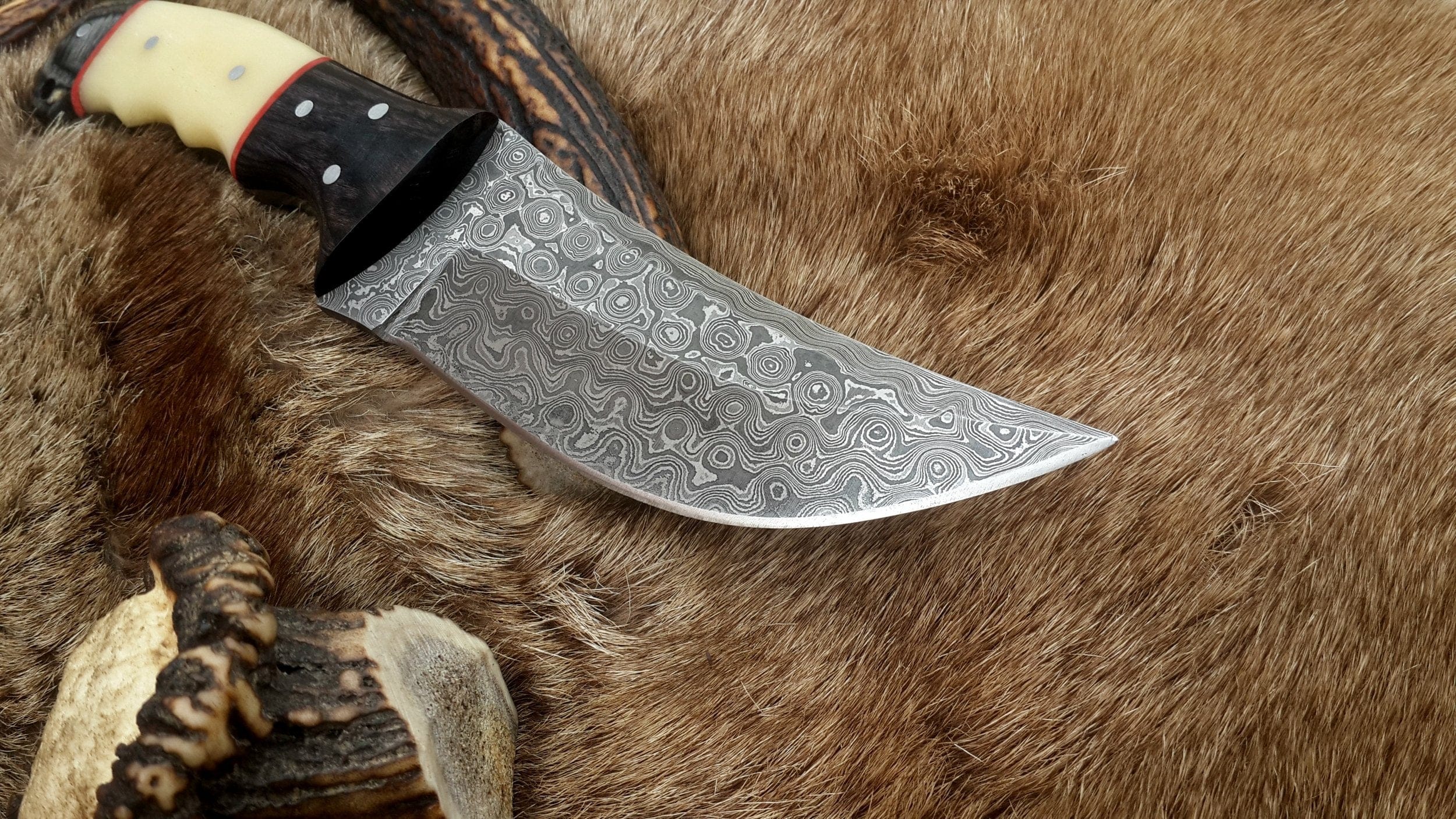 KBS Knives Store Hunting Knife The Master Hunter: Custom Handmade Damascus Steel Fixed-Blade Hunting Knife | Camel Bone & Exotic Wood | 10 Inches | KBS Knives