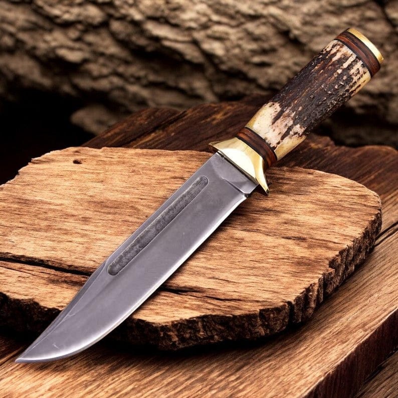 KBS Knives Store Hunting Knife The Tracker’s High Carbon Hunting Knife: Antler-Handled Masterpiece