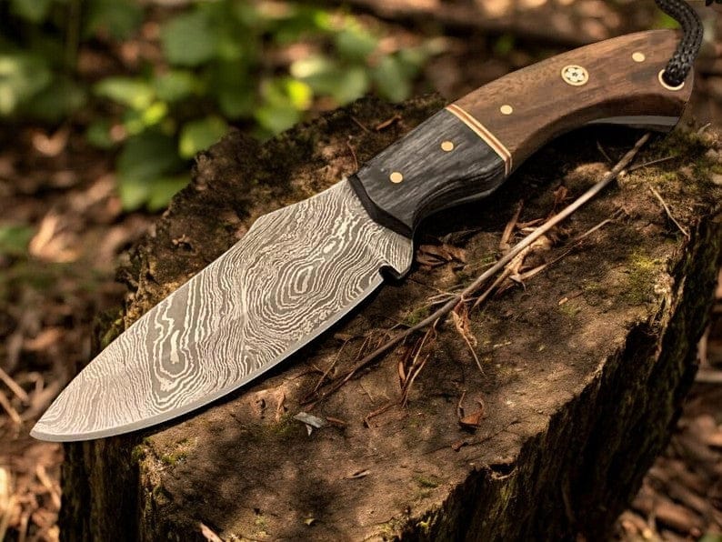 KBS Knives Store Hunting Knife Timberfang - Handmade Damascus Steel Deer Knifes