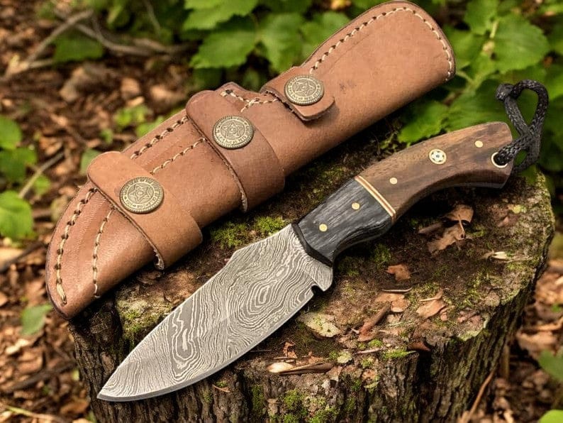 KBS Knives Store Hunting Knife Timberfang - Handmade Damascus Steel Deer Knifes