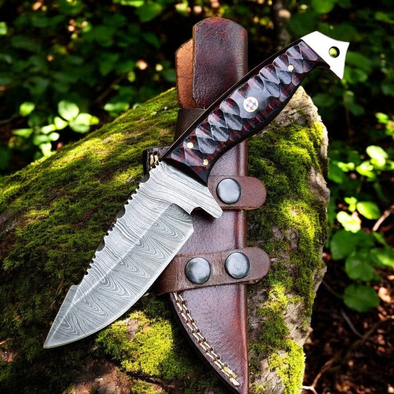 KBS Knives Store Hunting Knife Trailblazer Hunting Knife: Damascus Steel with Micarta G10 Handle