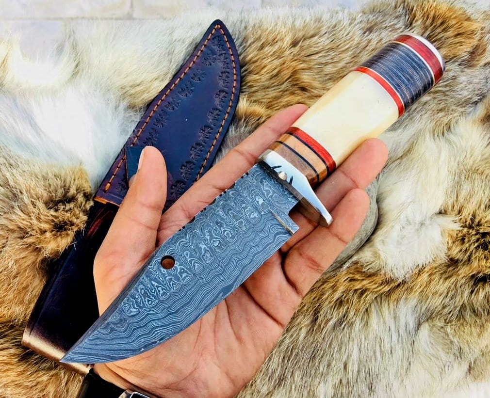 KBS Knives Store Hunting Knives Custom Handmade Damascus Blade Hunting Skinning Knife
