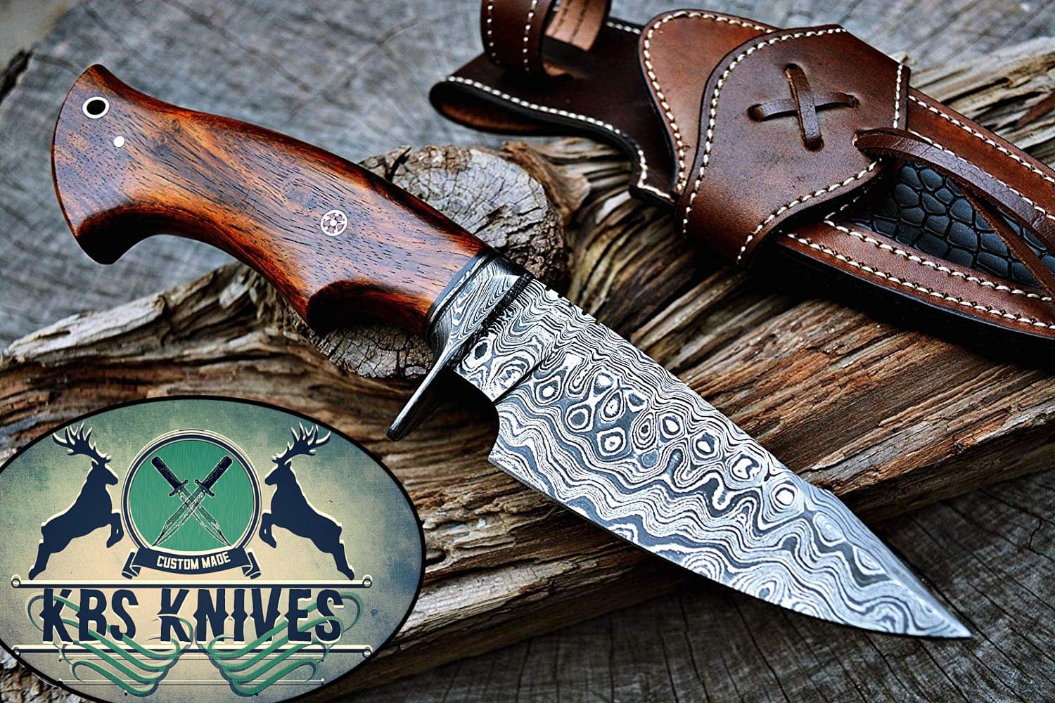KBS Knives Store Hunting Knives Custom Handmade Damascus Steel Hunting Knife