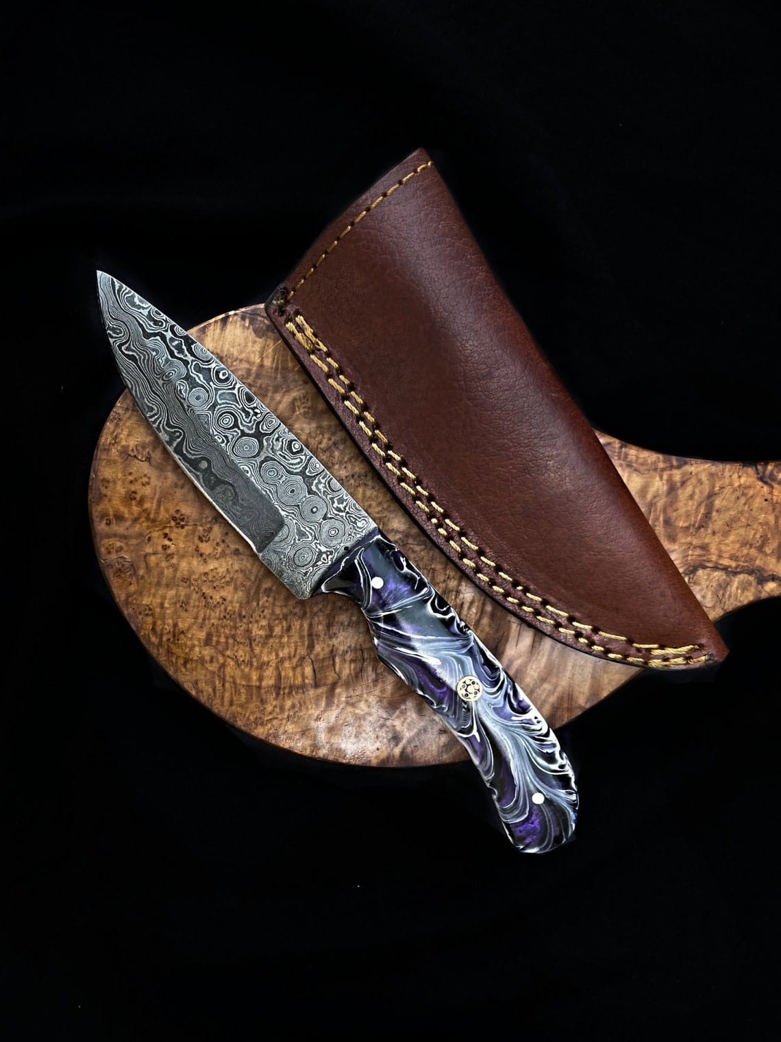 KBS Knives Store Hunting Knives Custom Handmade Raindrop Damascus Steel Hunting Knife