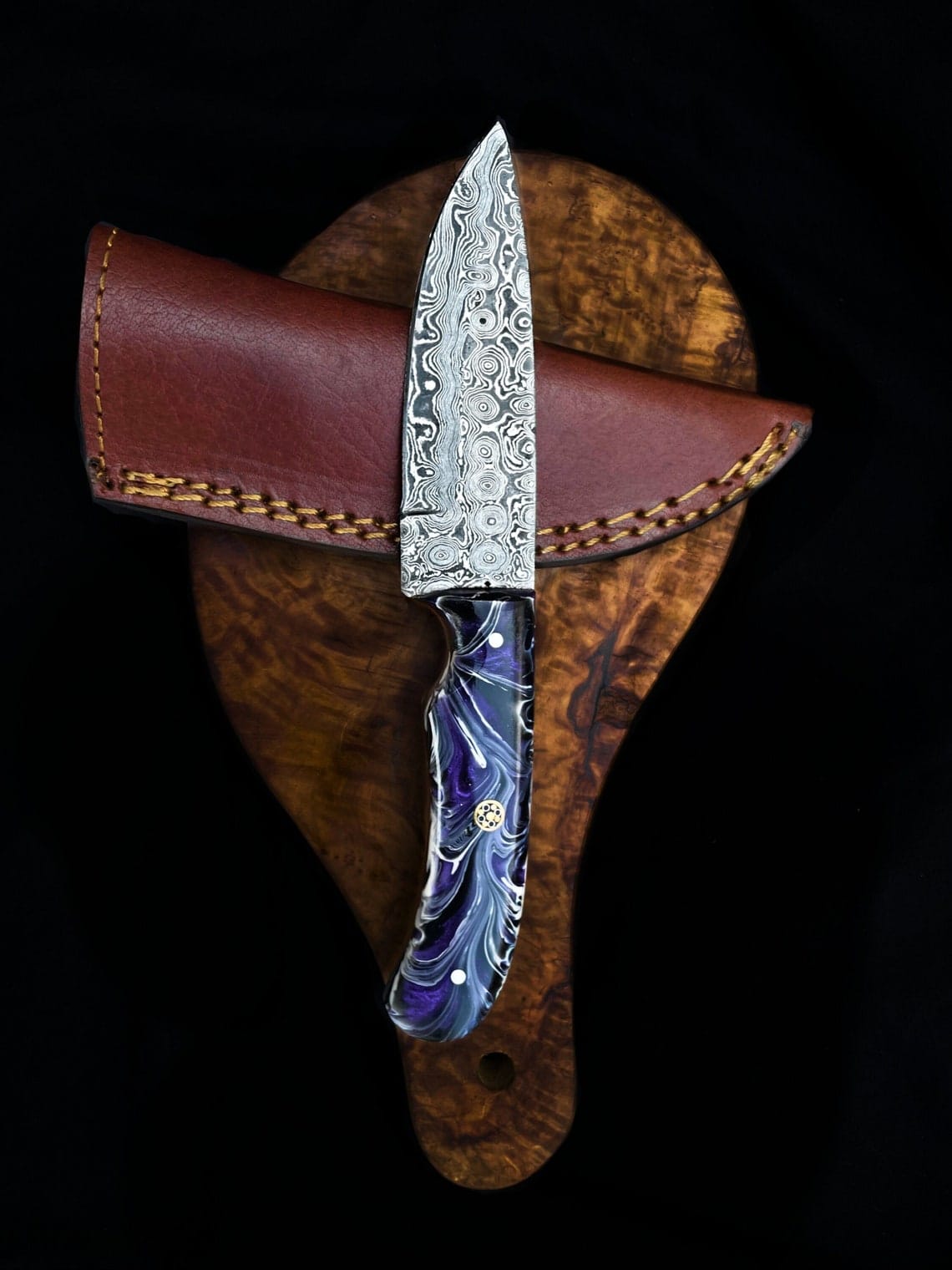 KBS Knives Store Hunting Knives Custom Handmade Raindrop Damascus Steel Hunting Knife