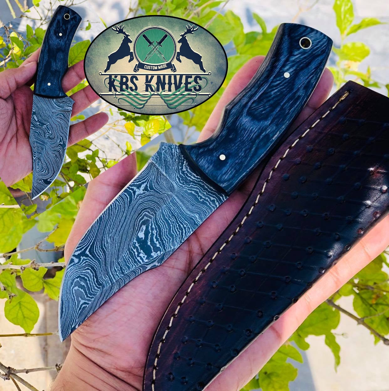 KBS Knives Store Hunting Knives DAMASCUS FULL TANG HUNTER KNIFE