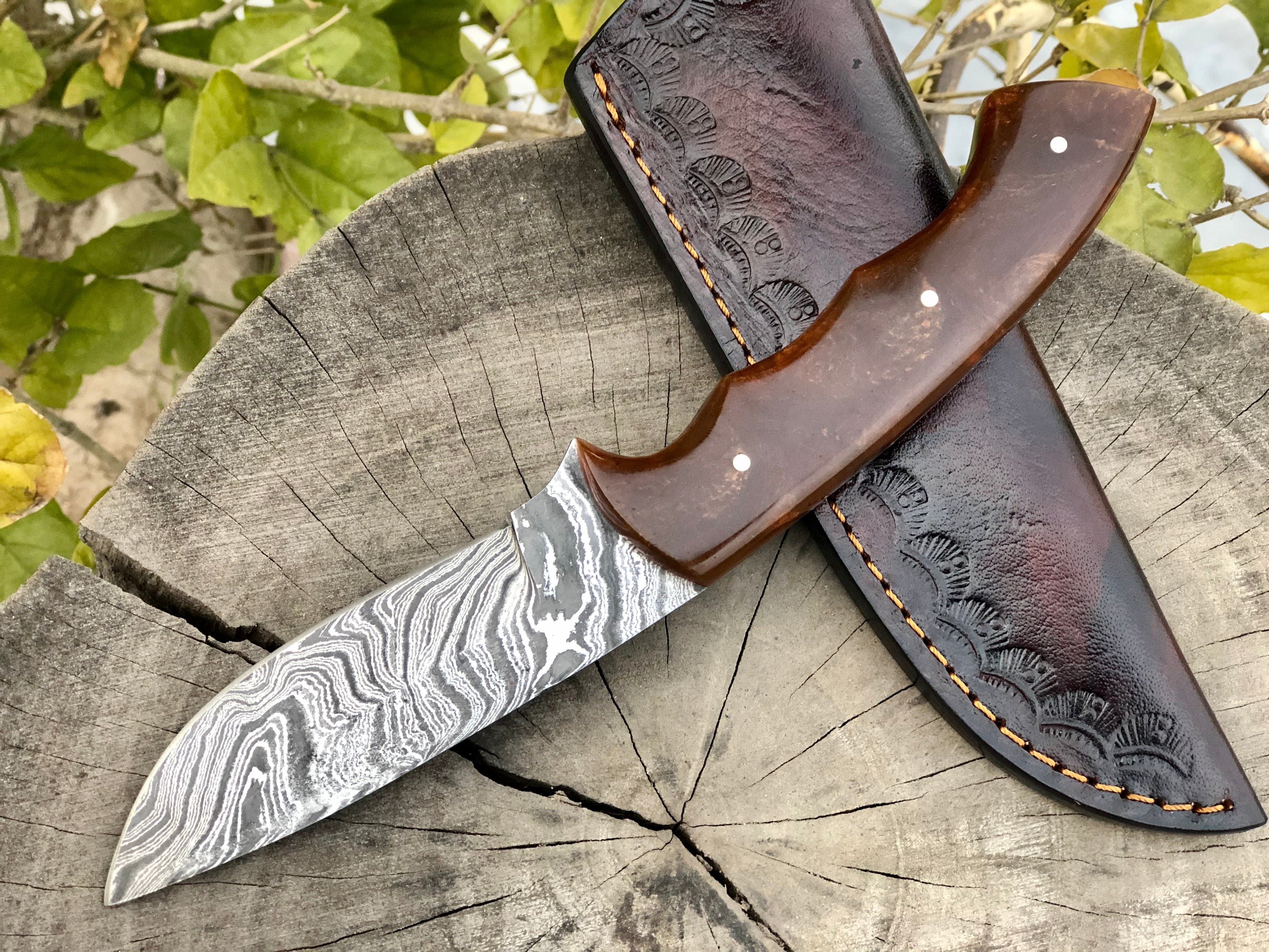 KBS Knives Store Hunting Knives Damascus Hunting Knife with Resin Handle