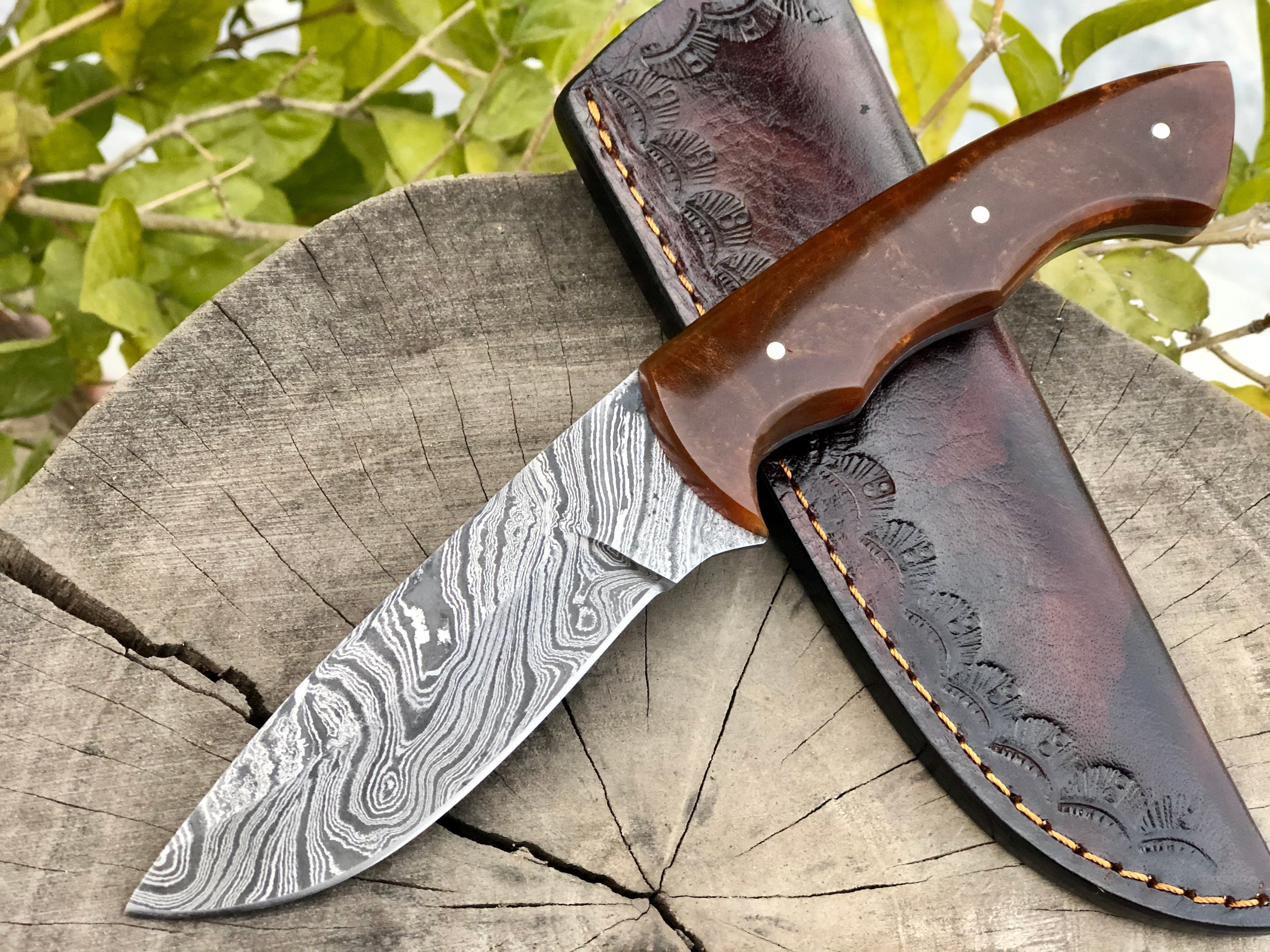 KBS Knives Store Hunting Knives Damascus Hunting Knife with Resin Handle