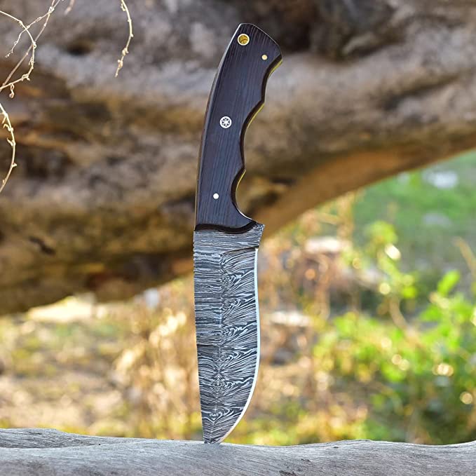 KBS Knives Store Hunting Knives Damascus Hunting Knife With Rose Wood Handle