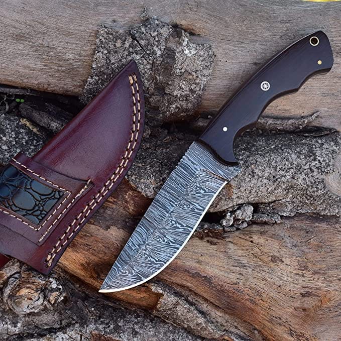 KBS Knives Store Hunting Knives Damascus Hunting Knife With Rose Wood Handle