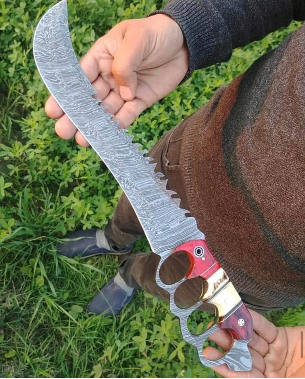 KBS Knives Store Hunting Knives Knuckle Handle Damascus Hunter Knife