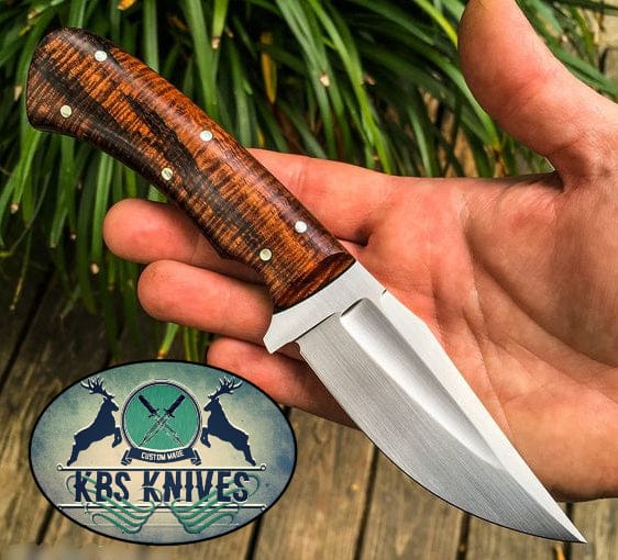 KBS Knives Store Hunting Knives Premium Hunter’s O1 Tool Steel Fixed Blade Knife – Burl Rosewood Handle