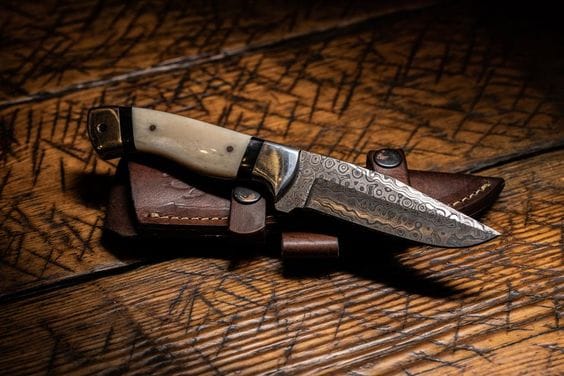 KBS Knives Store Hunting Knives RAINDROP DAMASCUS HUNTING KNIFE