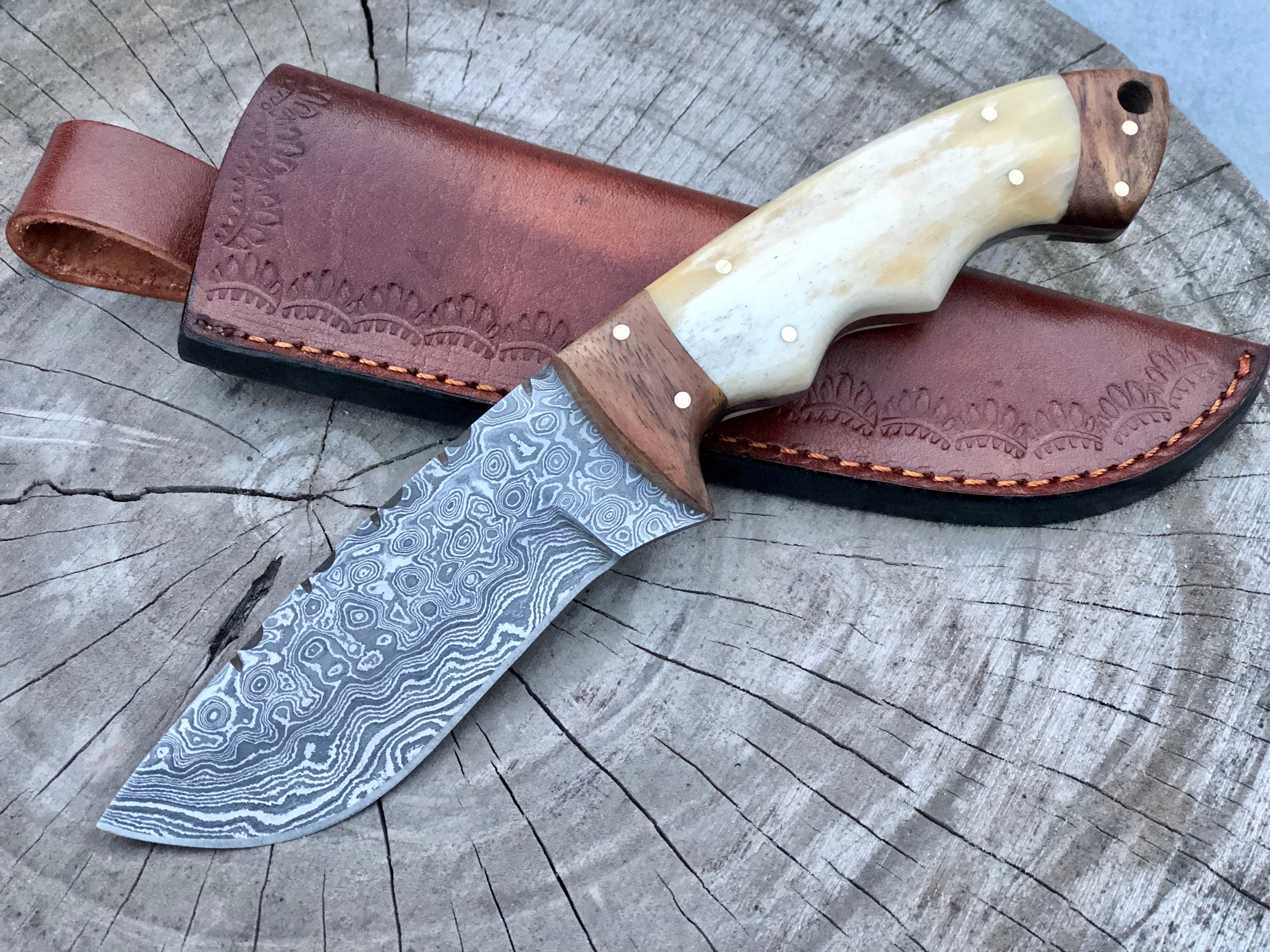 KBS Knives Store Hunting Knives Raindrop Damascus Steel Hunting Skinning Knife