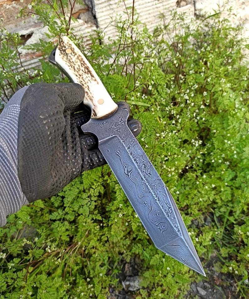 KBS Knives Store Hunting Knives TANTO BLADE DAMASCUS HUNTING KNIFE