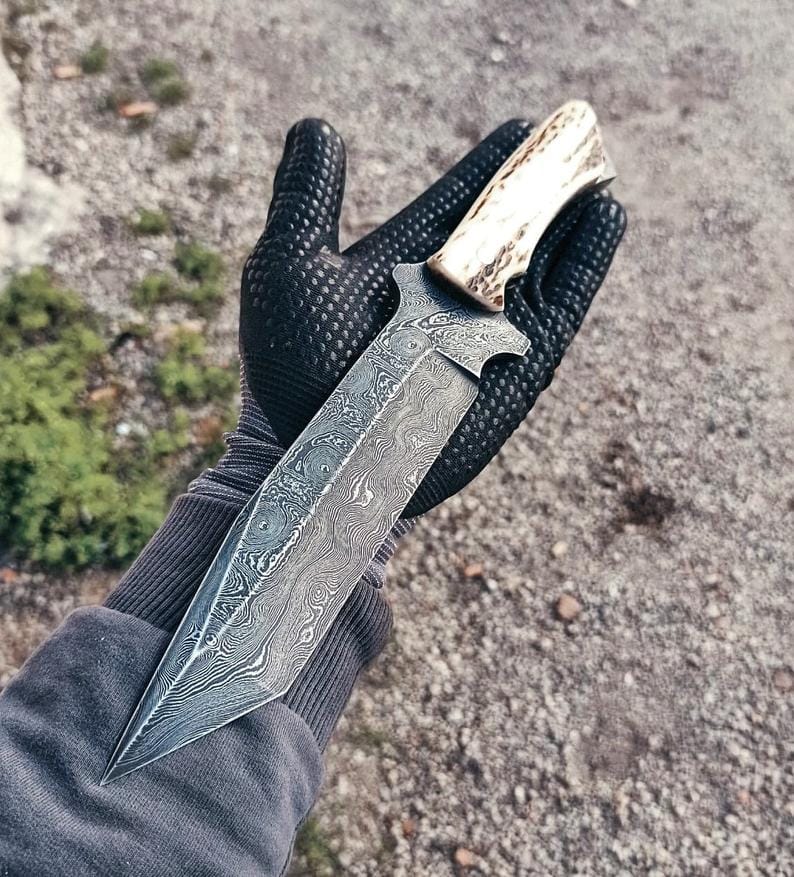 KBS Knives Store Hunting Knives TANTO BLADE DAMASCUS HUNTING KNIFE