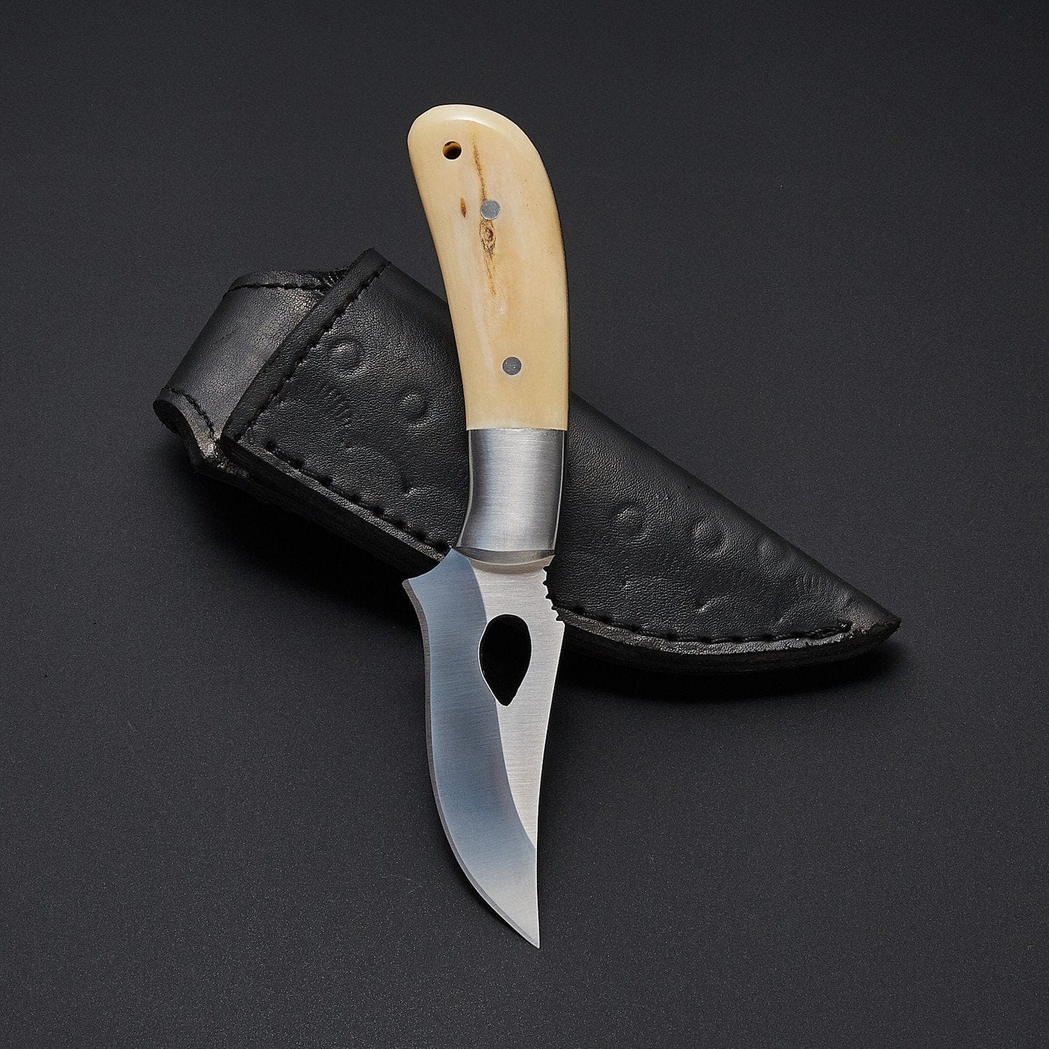KBS Knives Store Hunting Knives The Fieldmaster's Companion: 7.5-Inch Skinning Hunting Knife with Full Tang D2 Steel Blade, Bone Handle, and Steel Bolster
