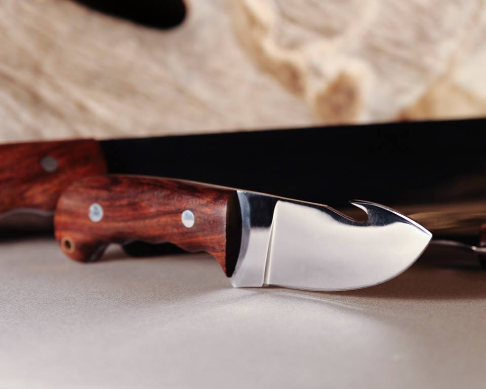 KBS Knives Store Hunting Set Game Processing Kit – 6-Piece Rosewood Handle Knife Set with Leather Roll