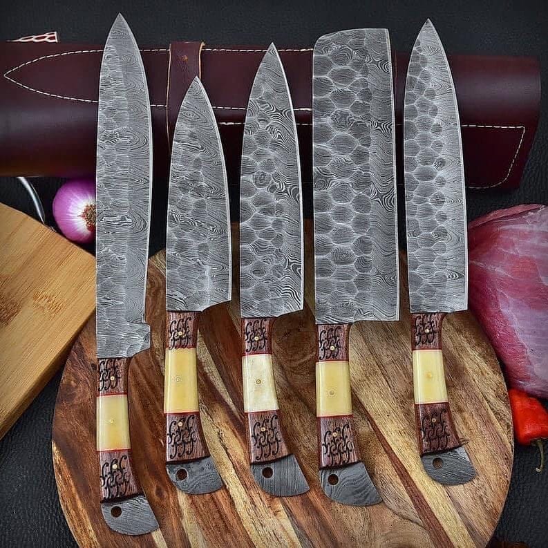 KBS Knives Store Kitchen Knives Custom Handmade Damascus Kitchen Set