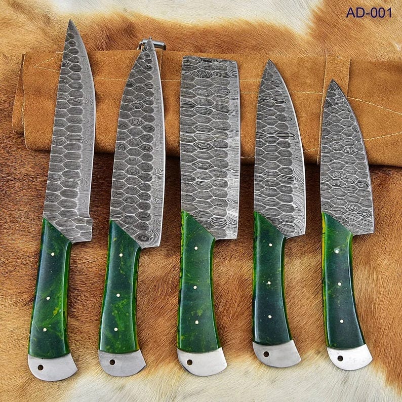 KBS Knives Store Kitchen Knives Custom Handmade Damascus Knife Set Kitchen - 5 Pieces