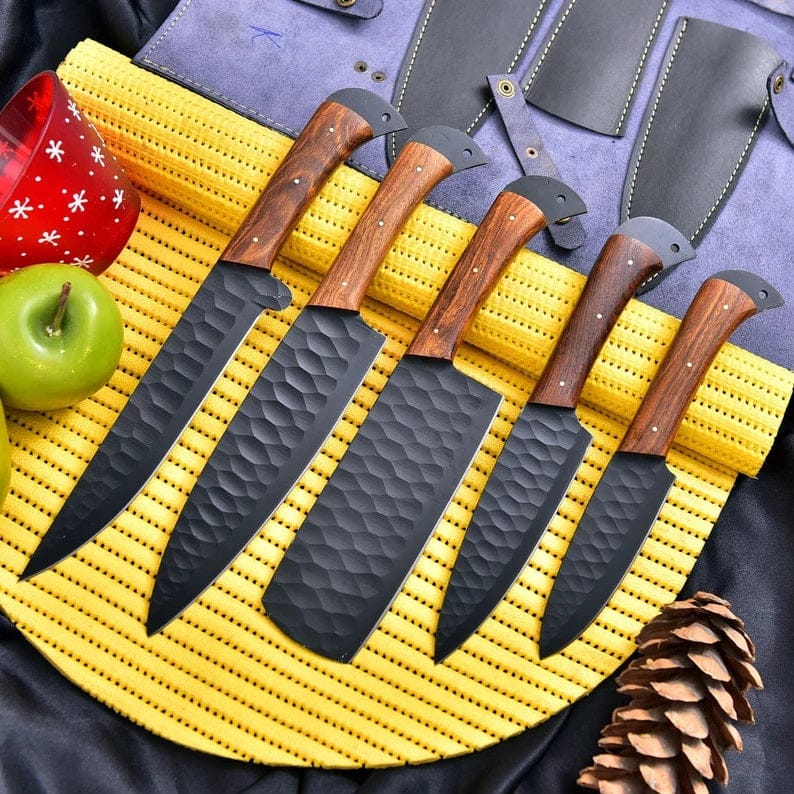 KBS Knives Store Kitchen Knives Rose Wood Handle Custom Handmade D2 Forged Steel Kitchen Knives Set