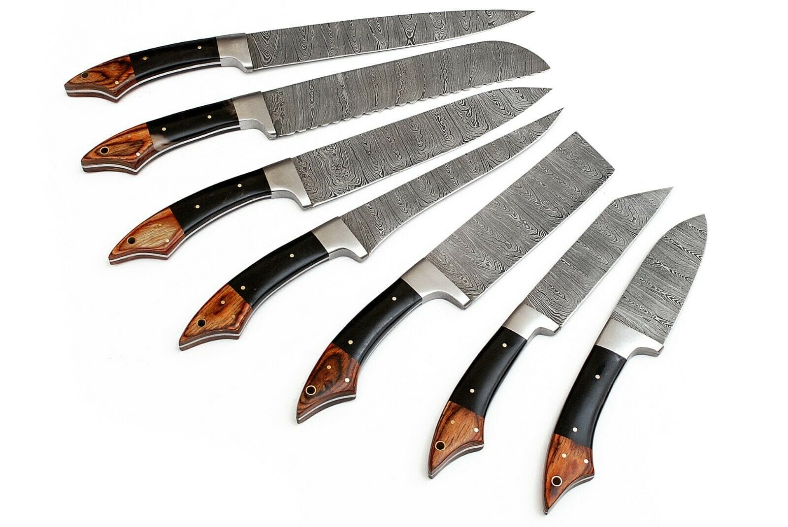 KBS Knives Store Kitchen Knives Set 07 PCS Custom Handmade Damascus Steel Kitchen Set
