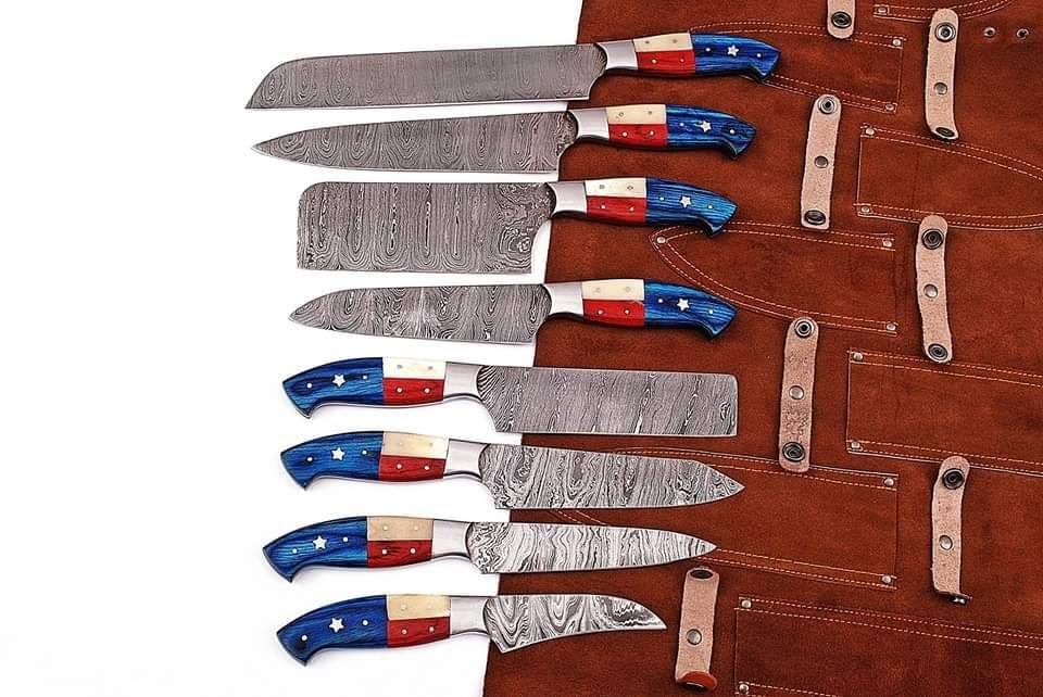 KBS Knives Store Kitchen Knives Set 08 PCS Custom Handmade Damascus Kitchen Set
