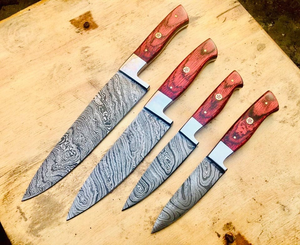 KBS Knives Store Kitchen Knives Set Custom Handmade Damascus Steel Kitchen Knives Set