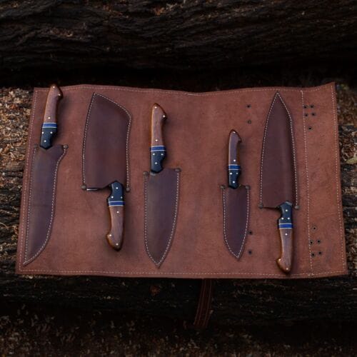 KBS Knives Store Kitchen Knives Set Custom Handmade Damascus Steel Knife Set with Rosewood