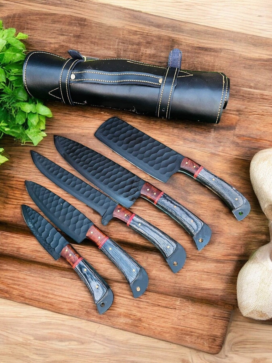 KBS Knives Store Kitchen Knives Set Custom Kitchen Knife Set - Hand Forged Stainless Steel Blades