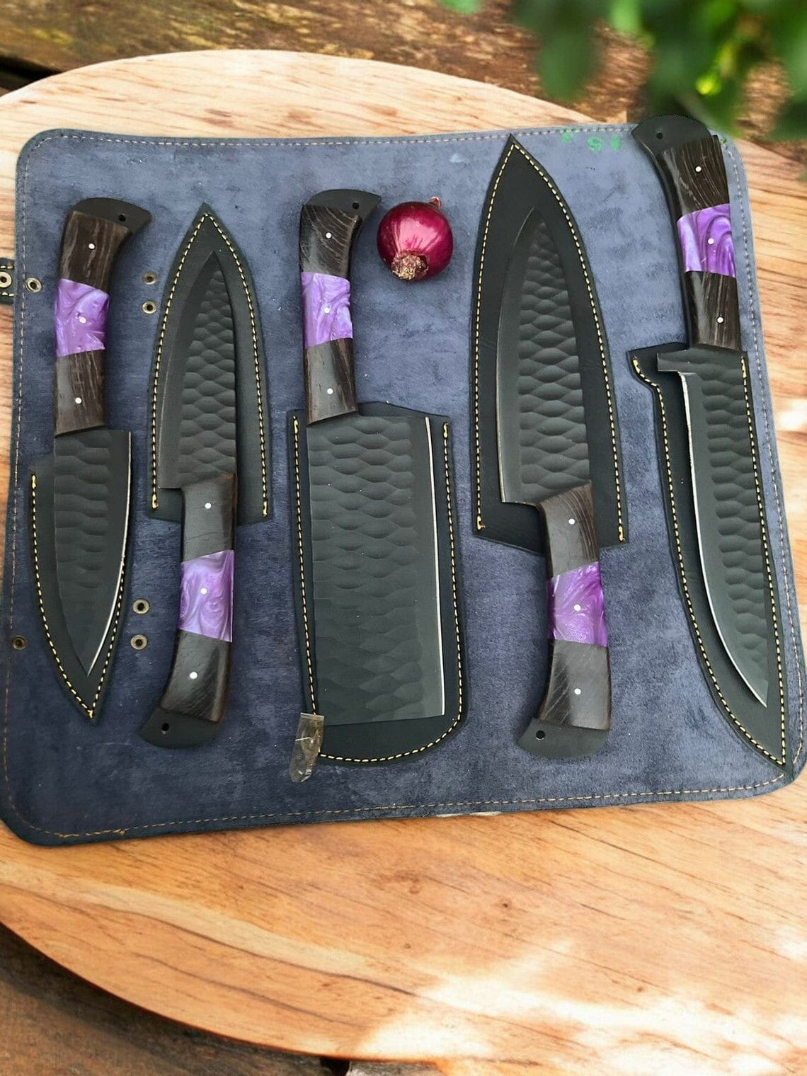 KBS Knives Store Kitchen Knives Set Custom Kitchen Knife Set - Hand Forged Stainless Steel & Wenge Wood