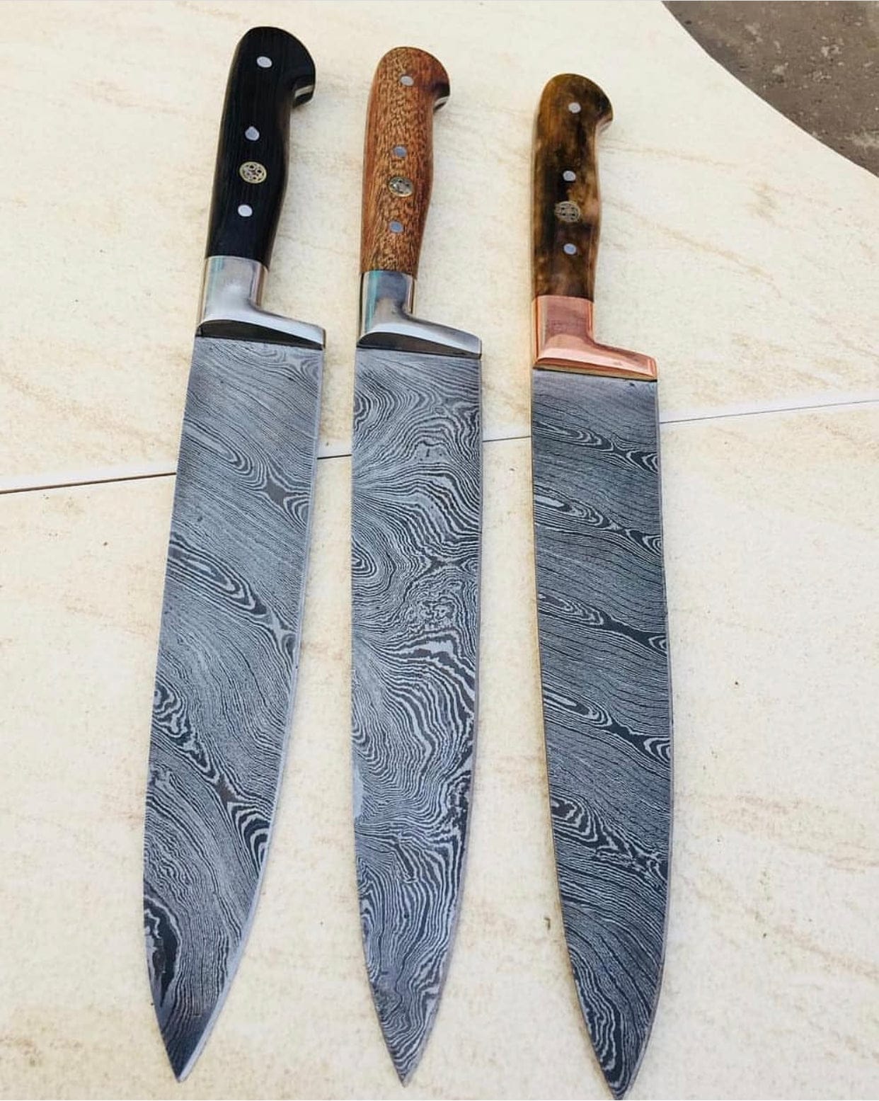KBS Knives Store Kitchen Knives Set Damascus Steel 03 PCS Chef Knives Set ( Deal )