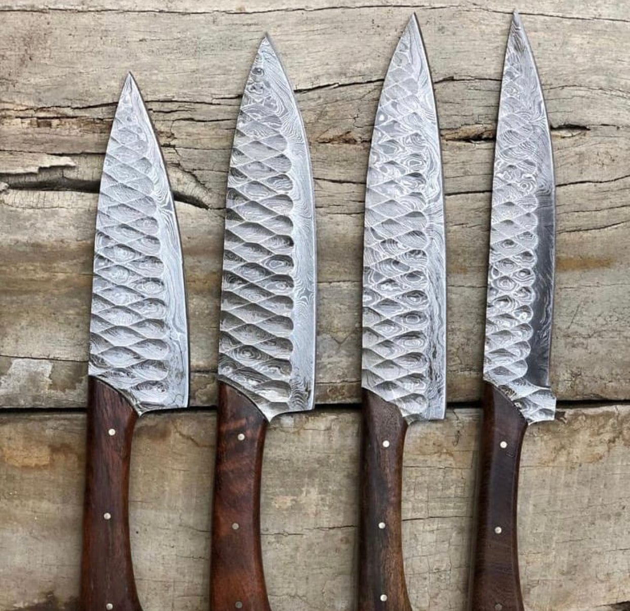KBS Knives Store Kitchen Knives Set Elegant Rosewood & Damascus Steel 5-Piece Kitchen Knives Set with Leather Roll