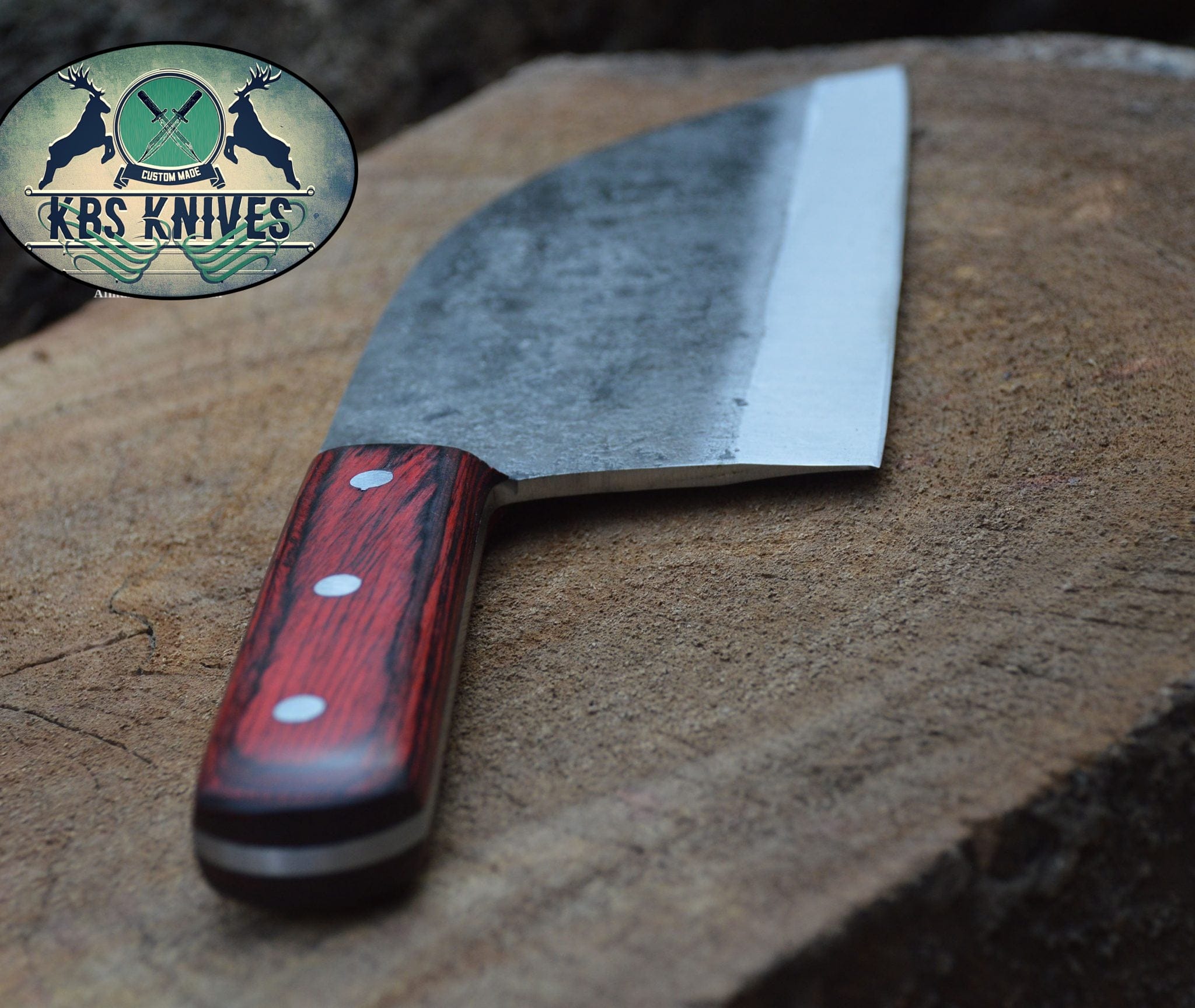 KBS Knives Store Kitchen Knives Set Full Tang Custom Handmade 1095 High Carbon Steel Chef / Chopper Knife