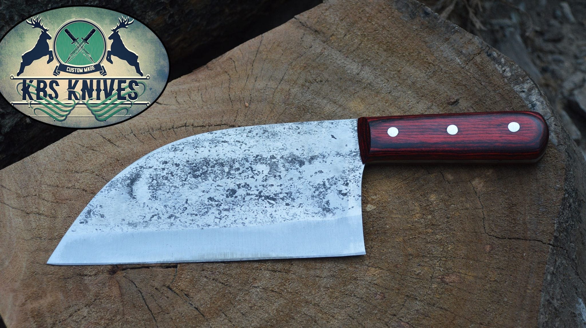 KBS Knives Store Kitchen Knives Set Full Tang Custom Handmade 1095 High Carbon Steel Chef / Chopper Knife