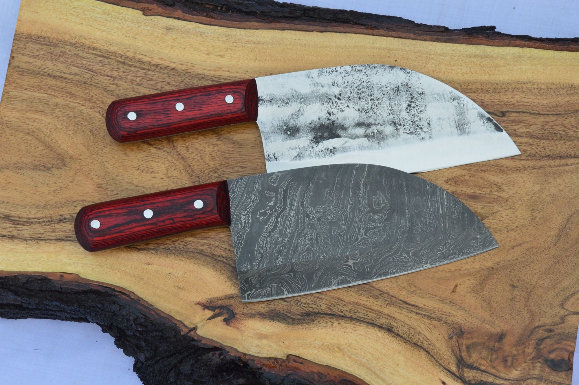 KBS Knives Store Kitchen Knives Set Full Tang Custom Handmade Damascus Steel Chef / Chopper Knife
