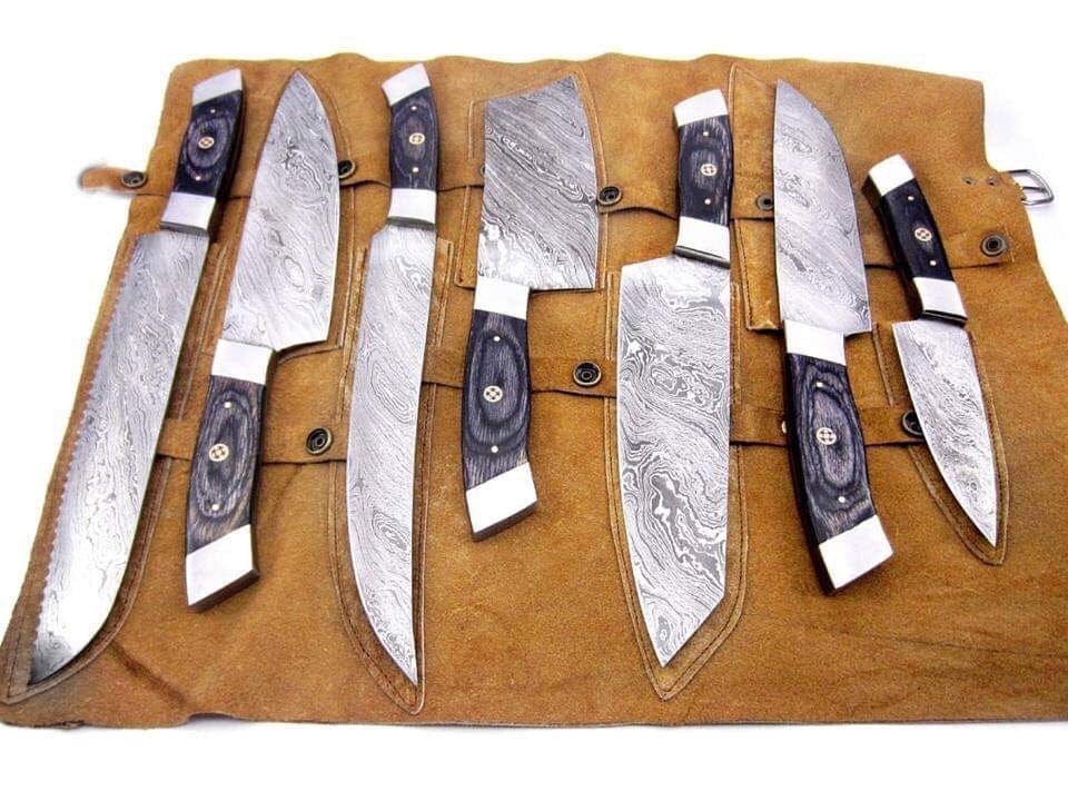 KBS Knives Store Kitchen Knives Set Full tang Custom Handmade Damascus Steel Kitchen Knives Set