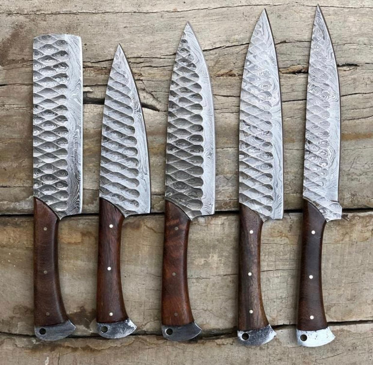 KBS Knives Store Kitchen Knives Set New 05 PCS Damascus Forged Steel Kitchen Knives Set