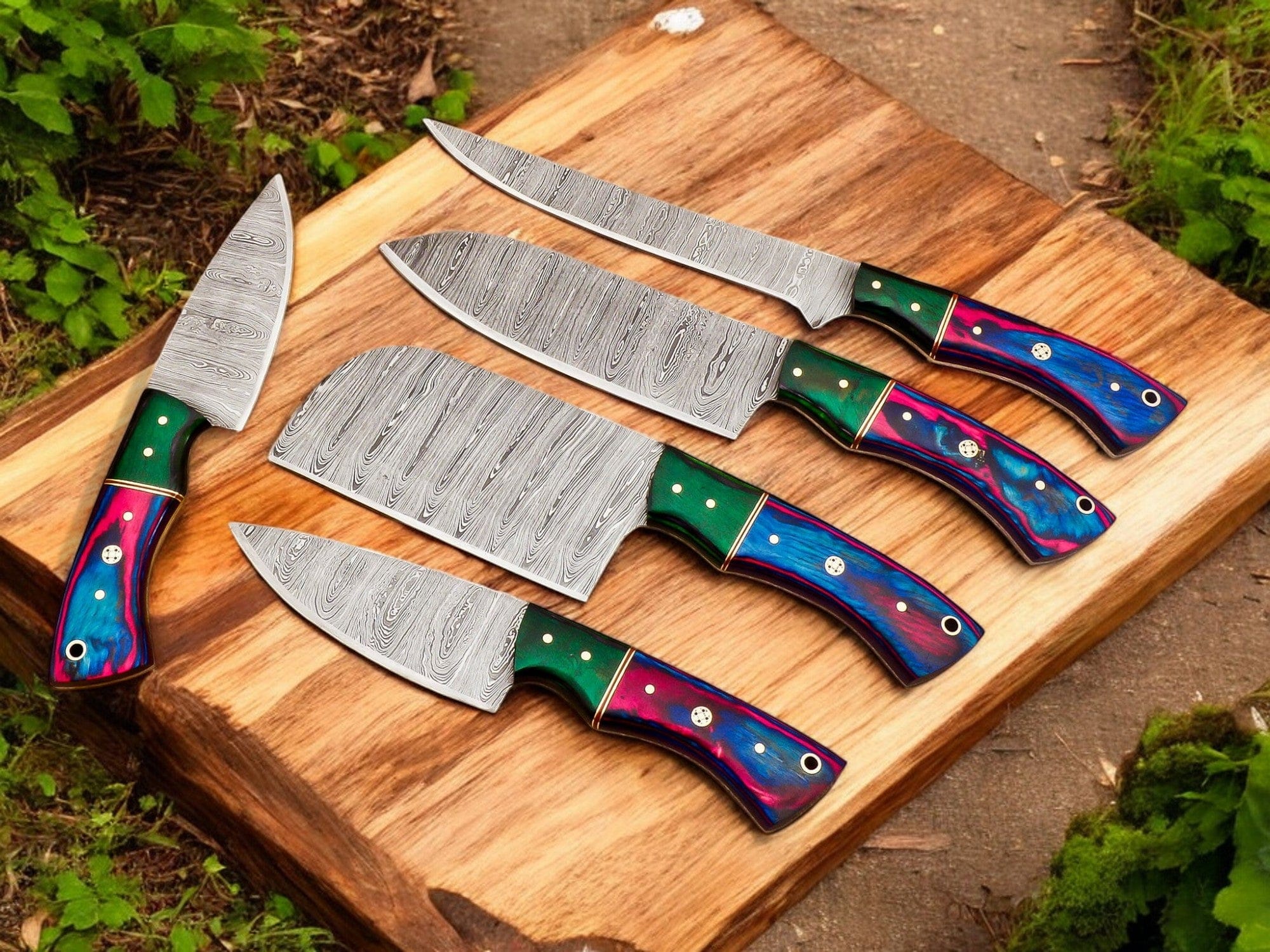 KBS Knives Store Kitchen Knives Set Premium Damascus Kitchen Knife Set - Handmade 5-Piece Collection