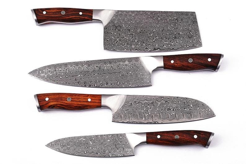 KBS Knives Store Kitchen Knives Set Raindrop Damascus Steel Chef Knives Set